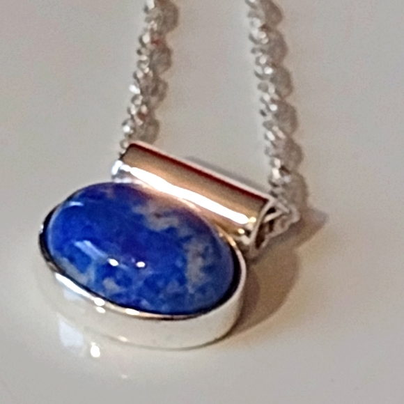 .925 Sterling Silver and Azurite Stone Pendant - Picture 5 of 11